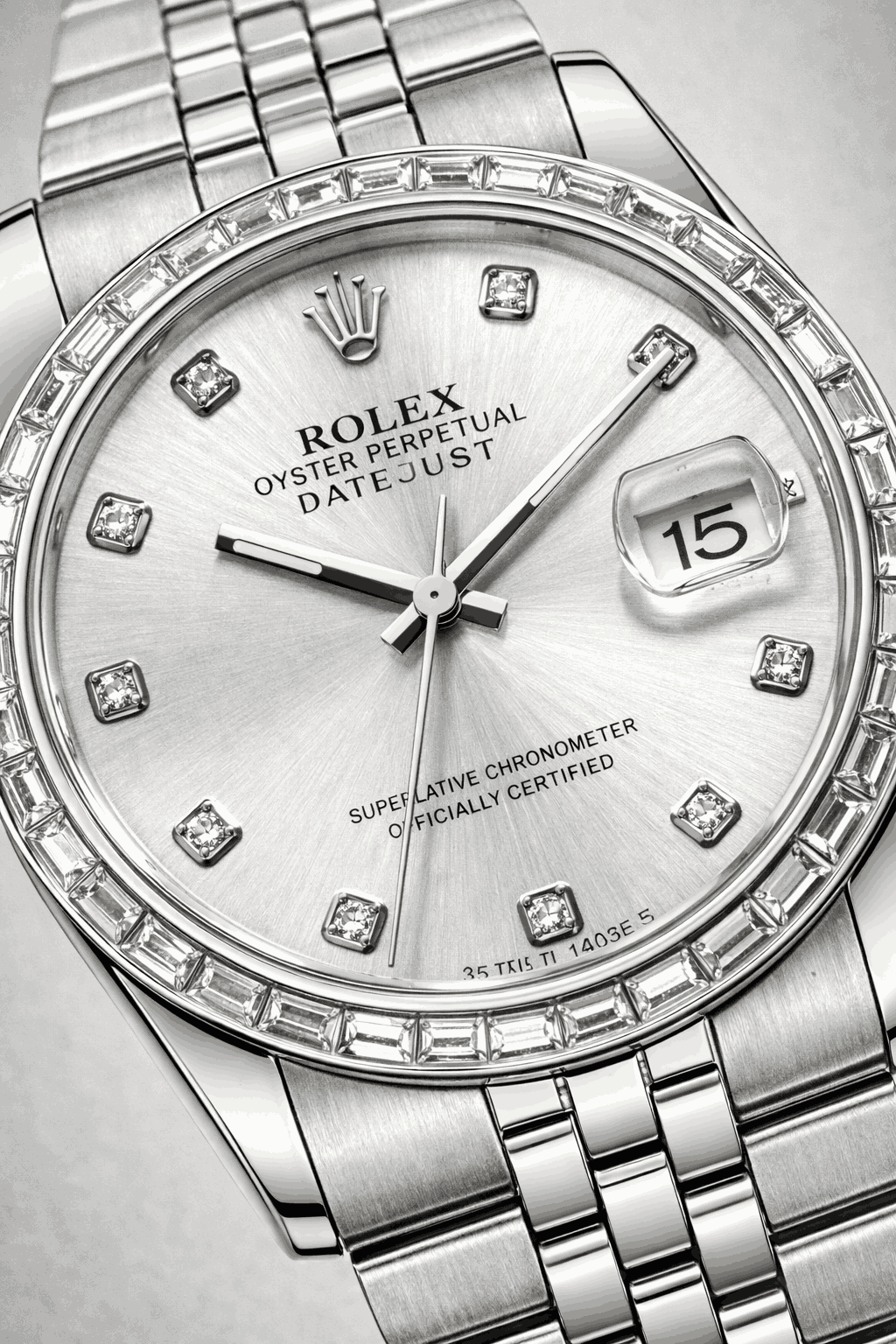 Rolex Diamond white Dial watch-macro-dial