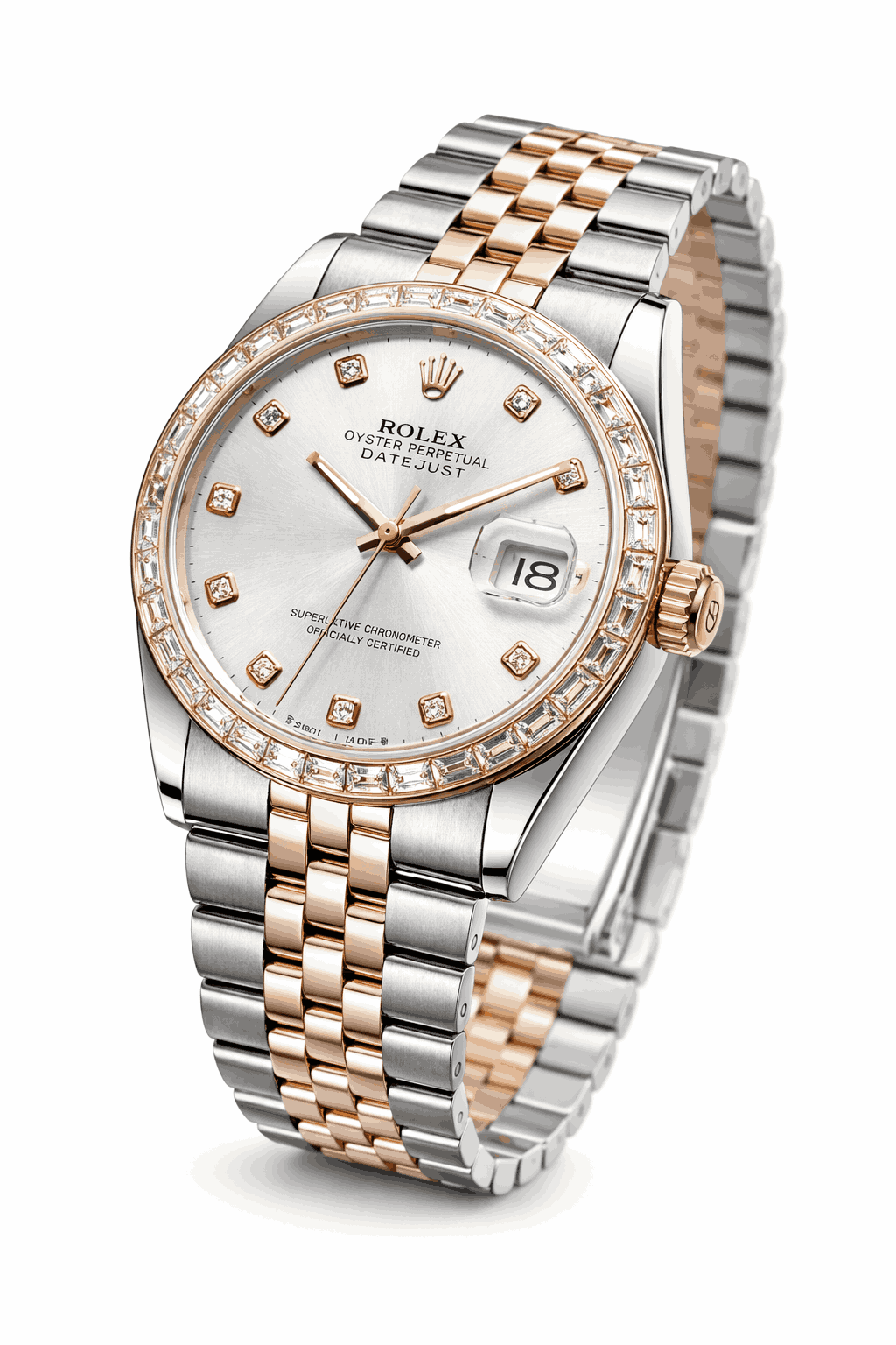 Rolex Diamond Silver Dial watch-45-degree-angle-