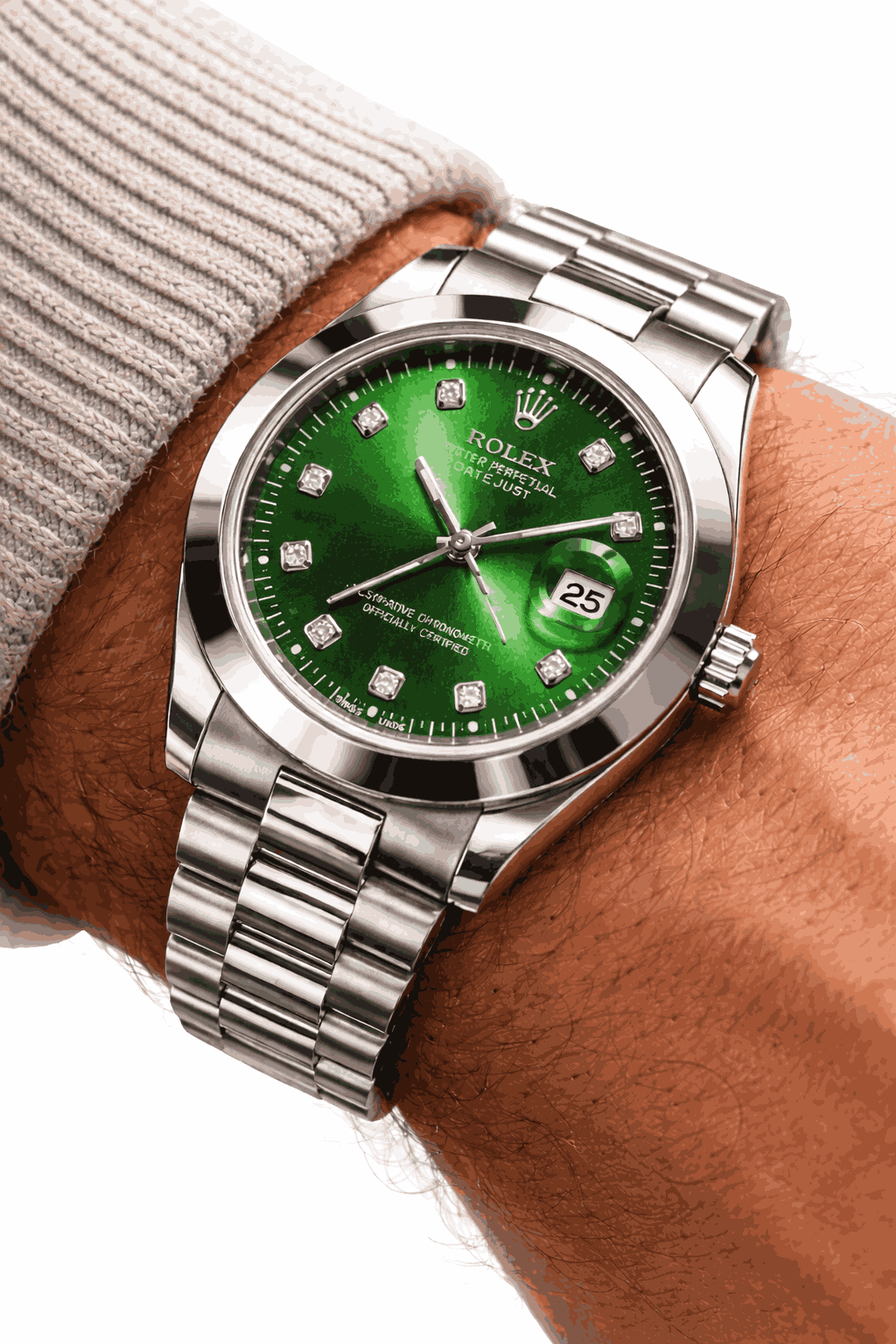 Luxury style wristwatch worn on wrist
