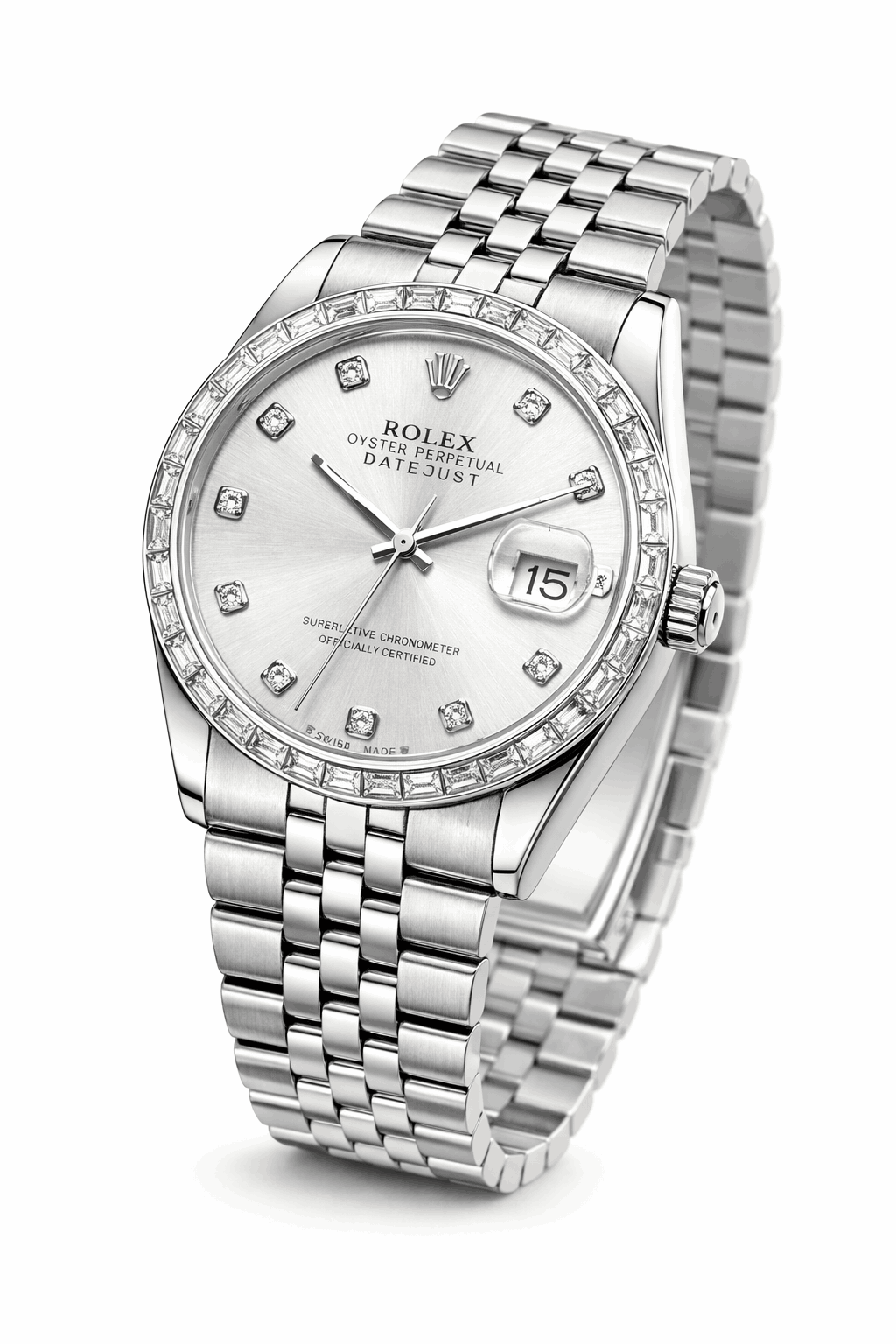 Rolex Diamond white Dial watch-45-degree