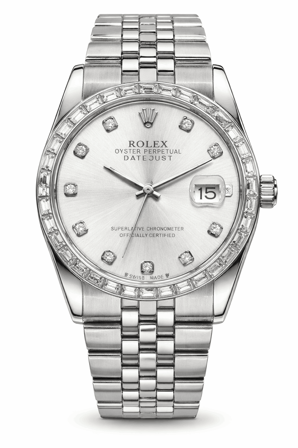 Rolex Diamond white Dial watch-frontal-view