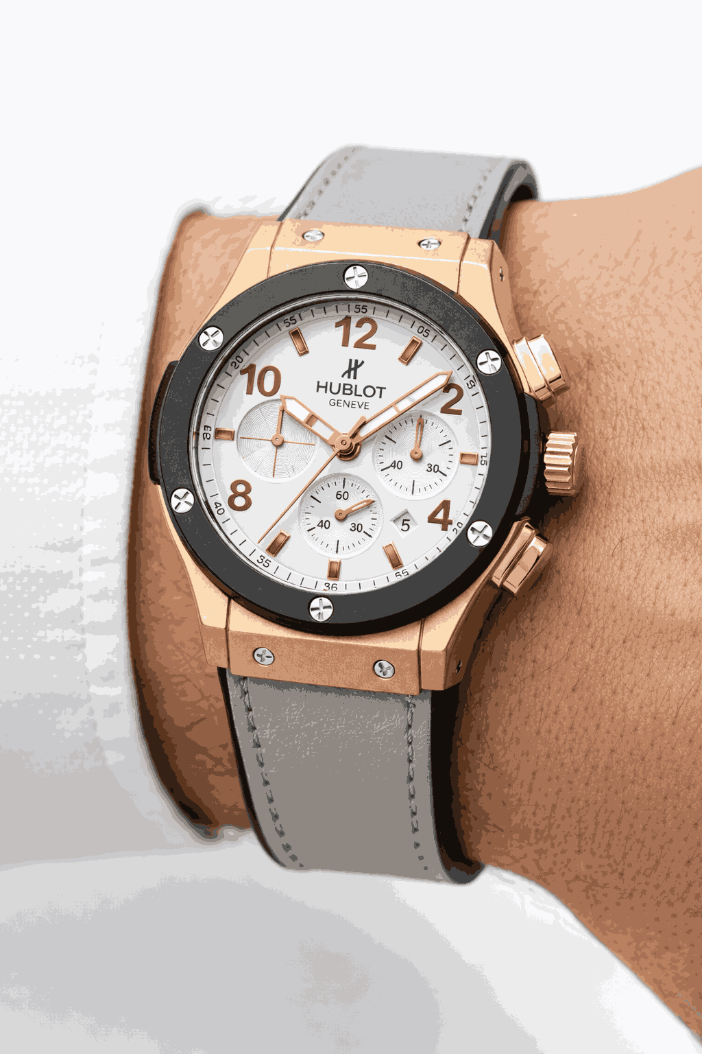 Luxury white dial chronograph wristwatch worn