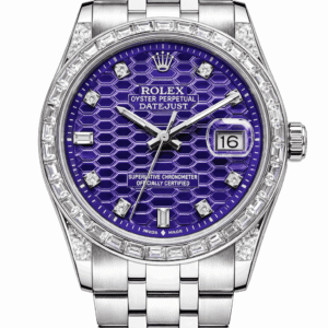 Purple dial luxury wristwatch front view