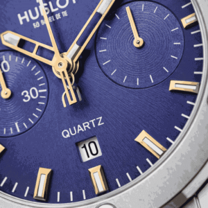 Blue watch dial close detail