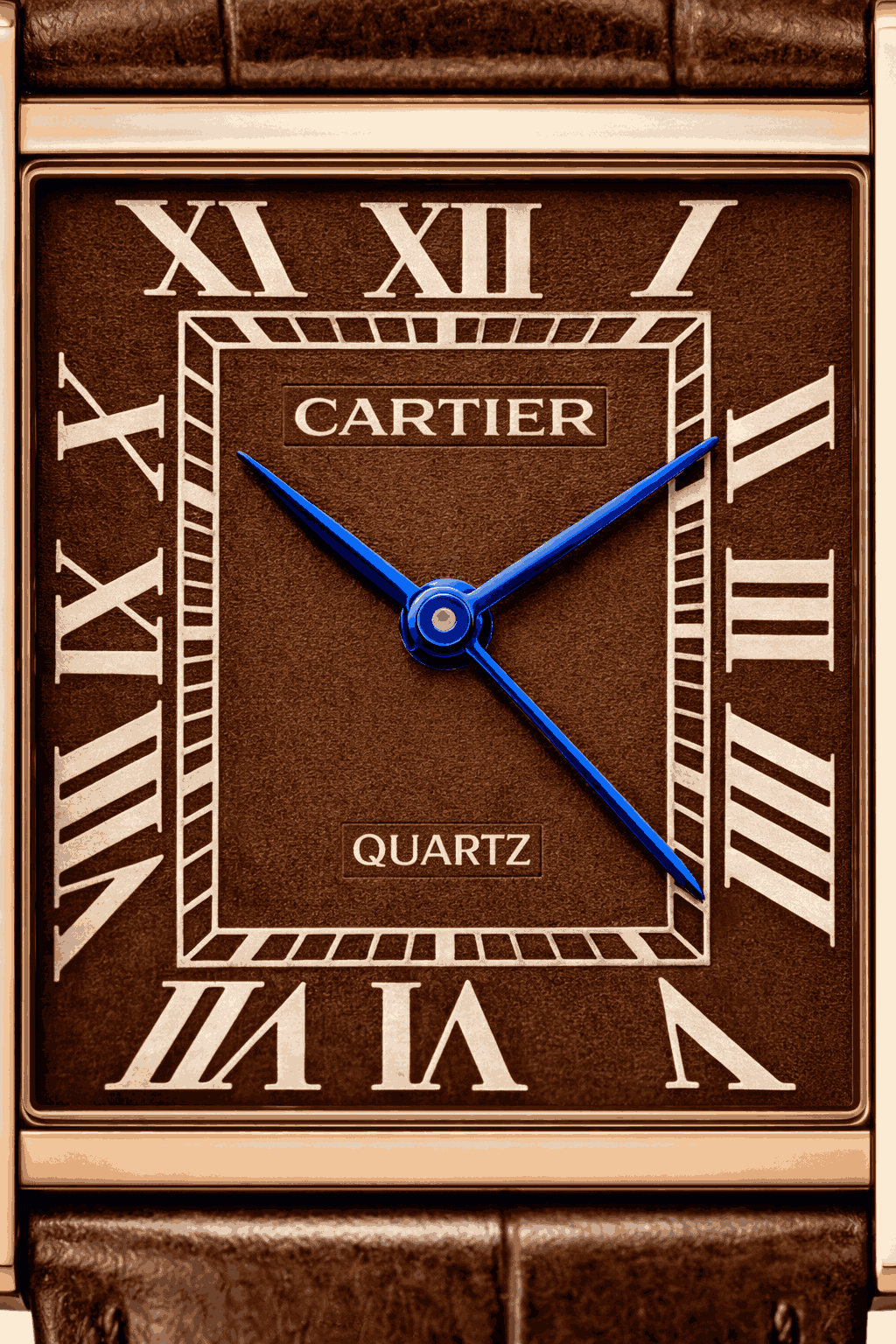 Cartier Tank brown dial close up macro detail