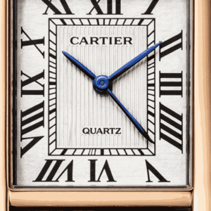 Cartier Tank white dial close up macro detail