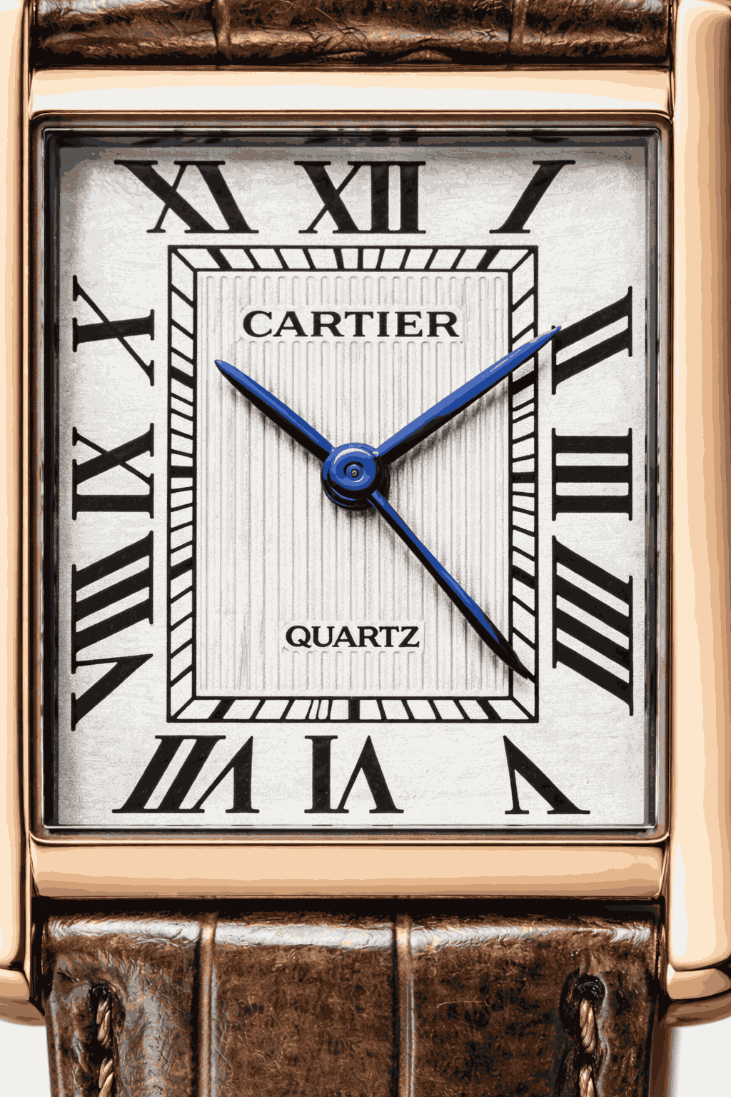 Cartier Tank white dial close up macro detail