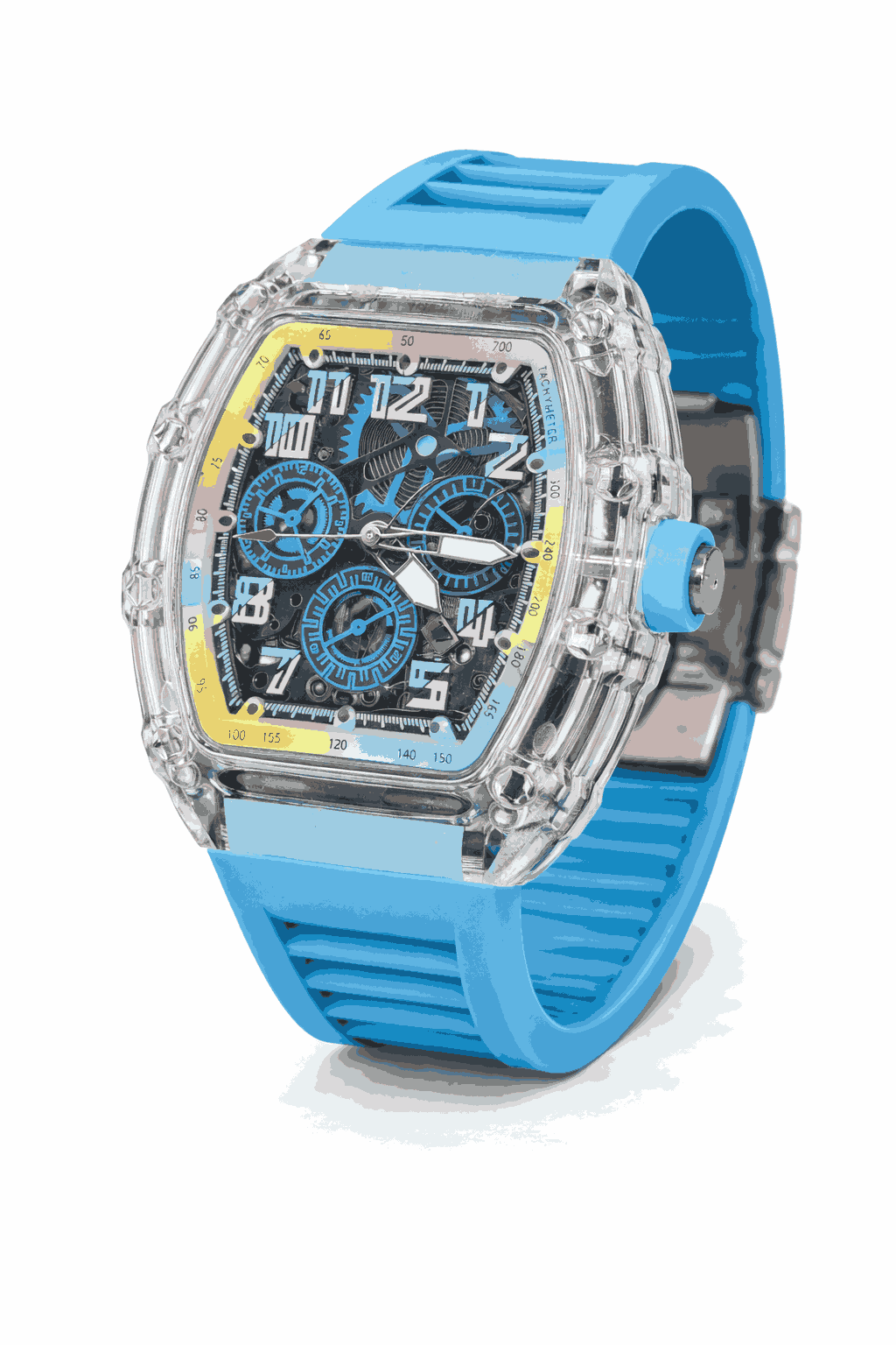 Richard Mille Skeleton Blue Dial watch angle