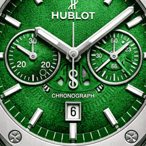 Hublot green skeleton dial close up macro detail