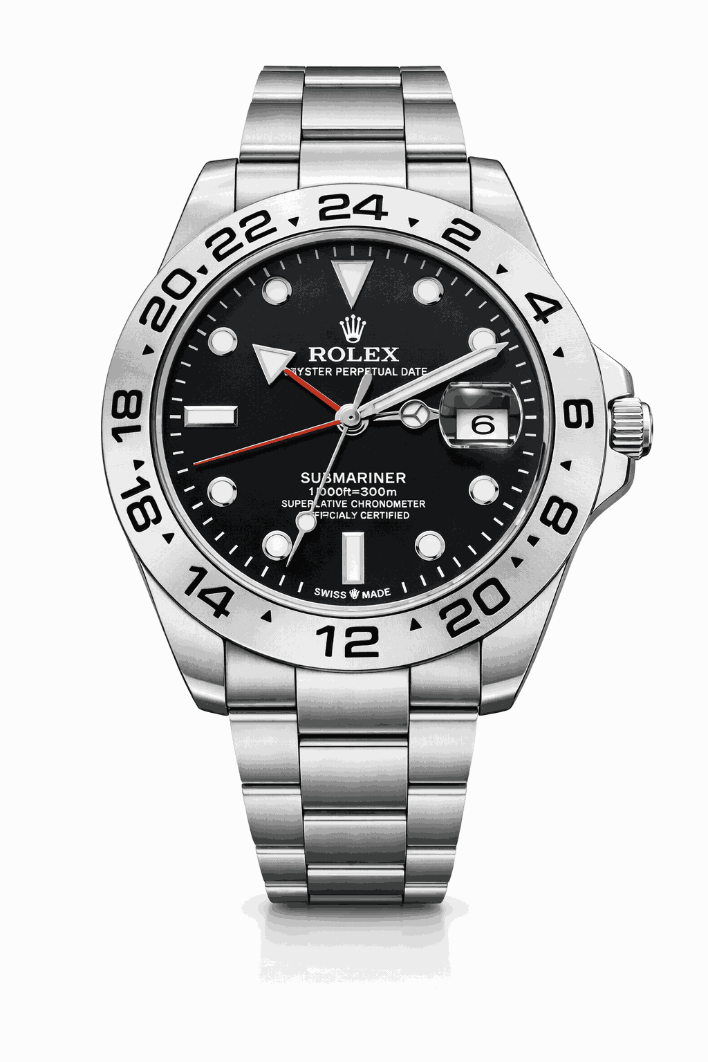 Rolex GMT Master black dial stainless steel front view