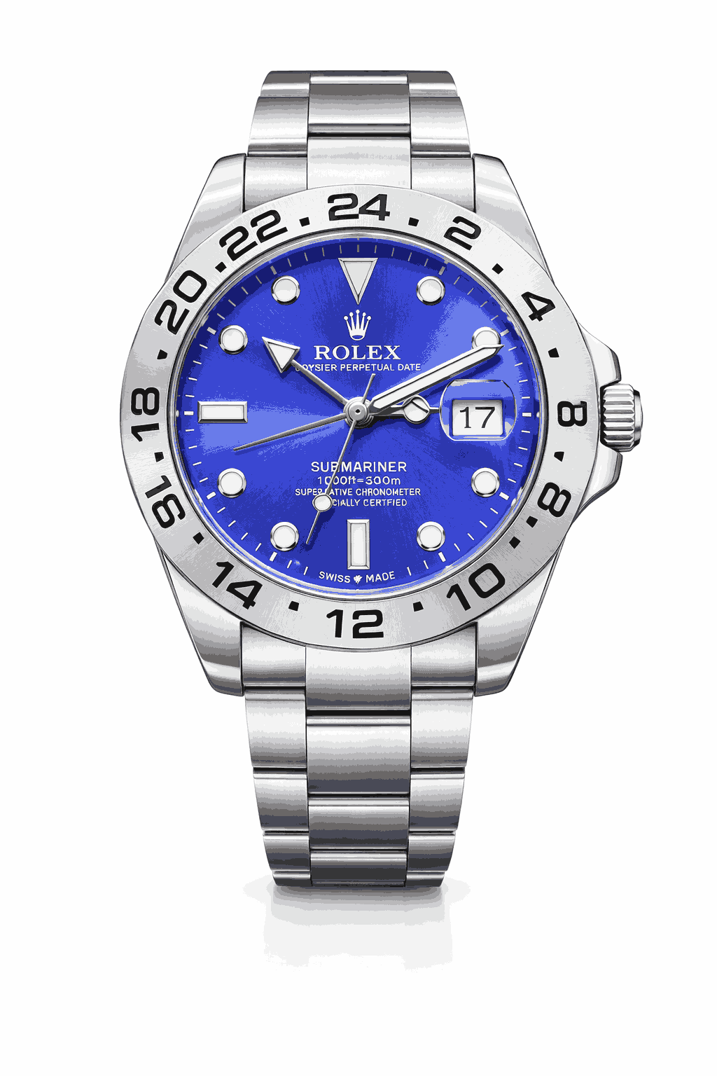 Rolex GMT Master blue dial stainless steel front view