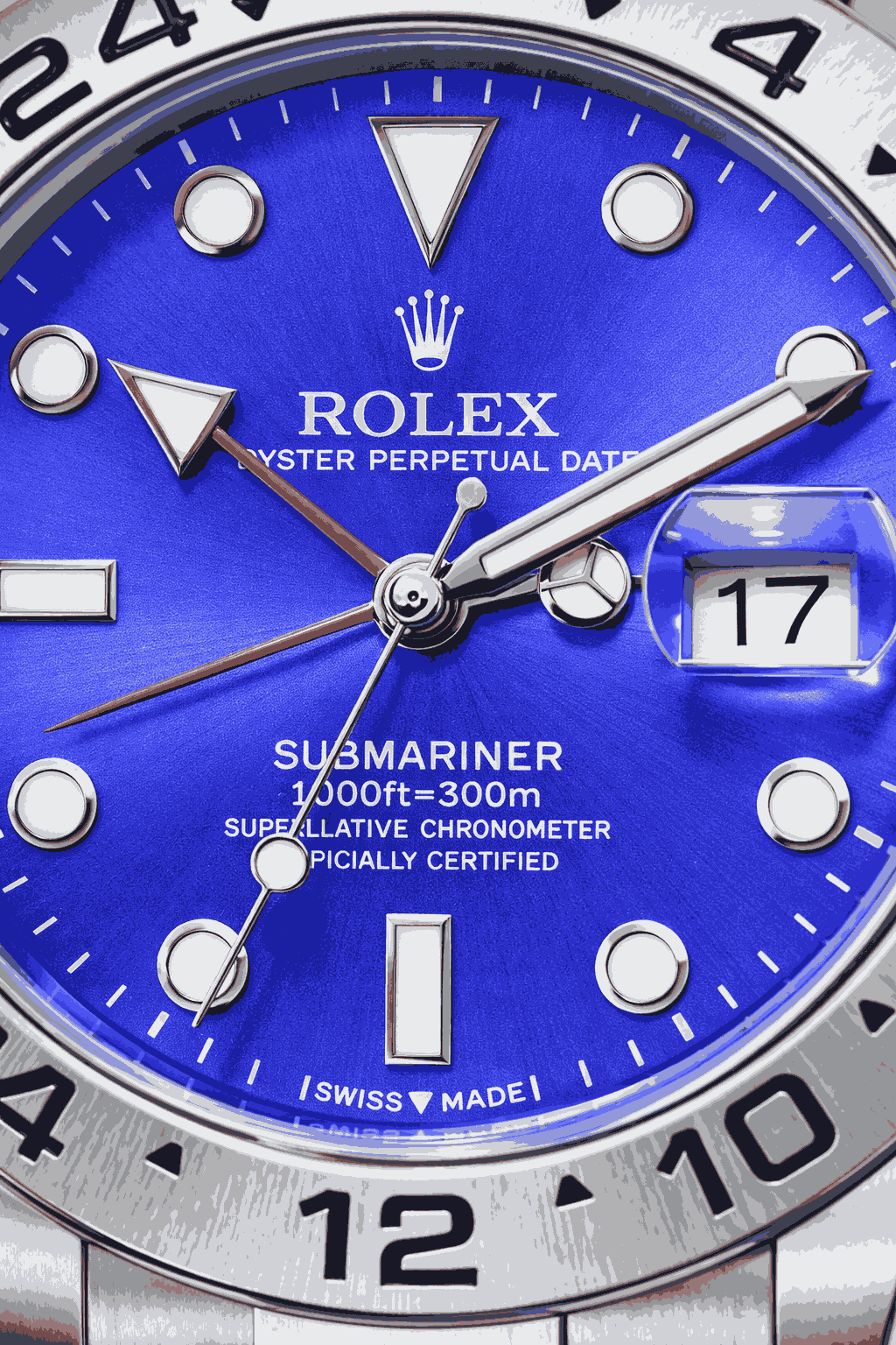 Rolex GMT Master blue dial close up macro detail