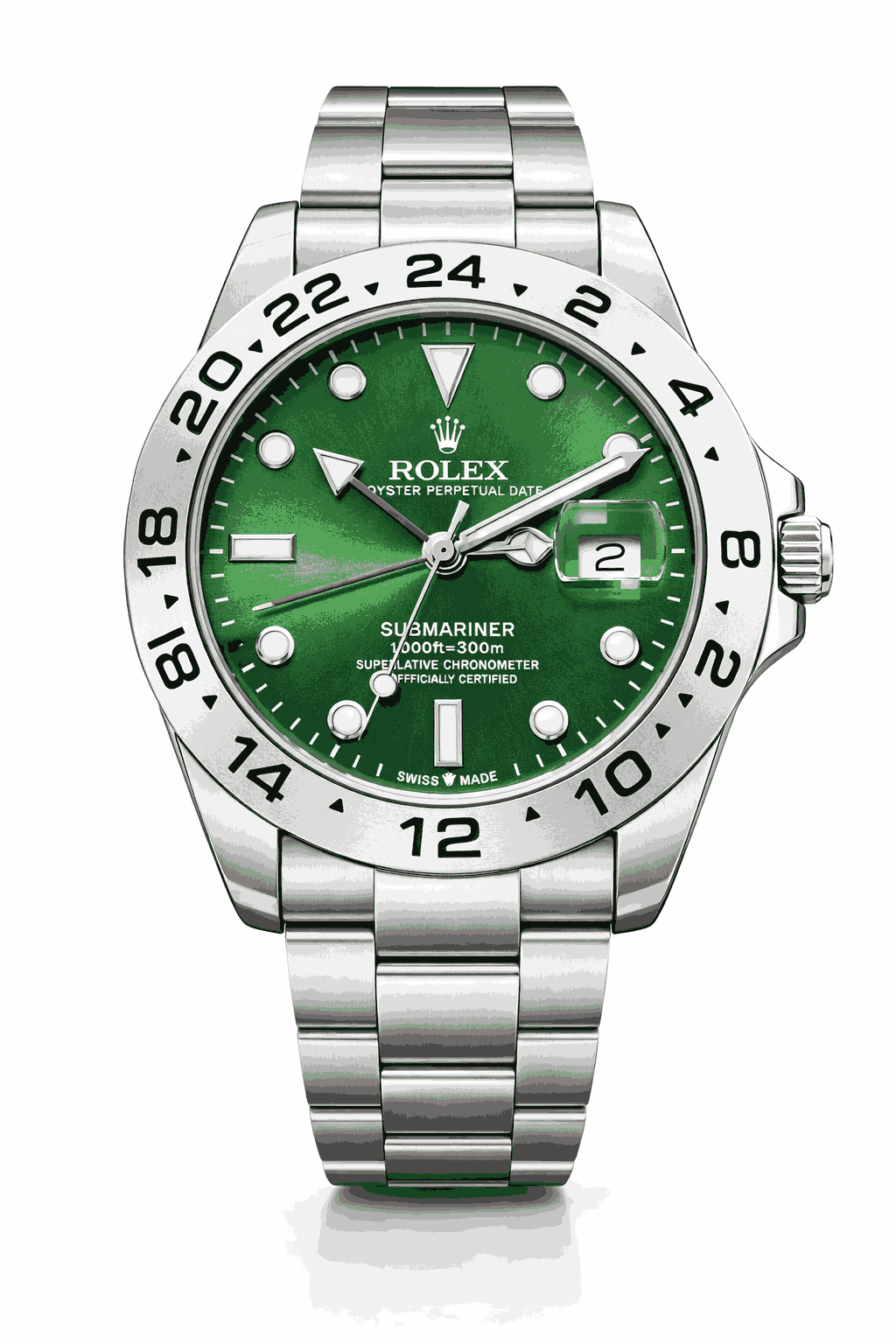 Rolex GMT Master green dial stainless steel front view