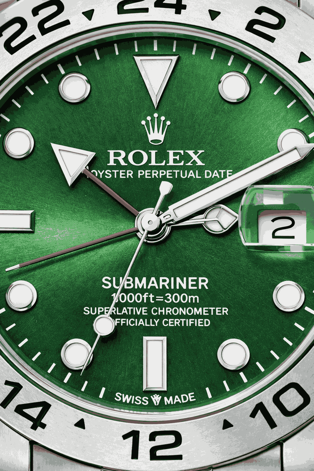 Rolex GMT Master green dial close up macro detail