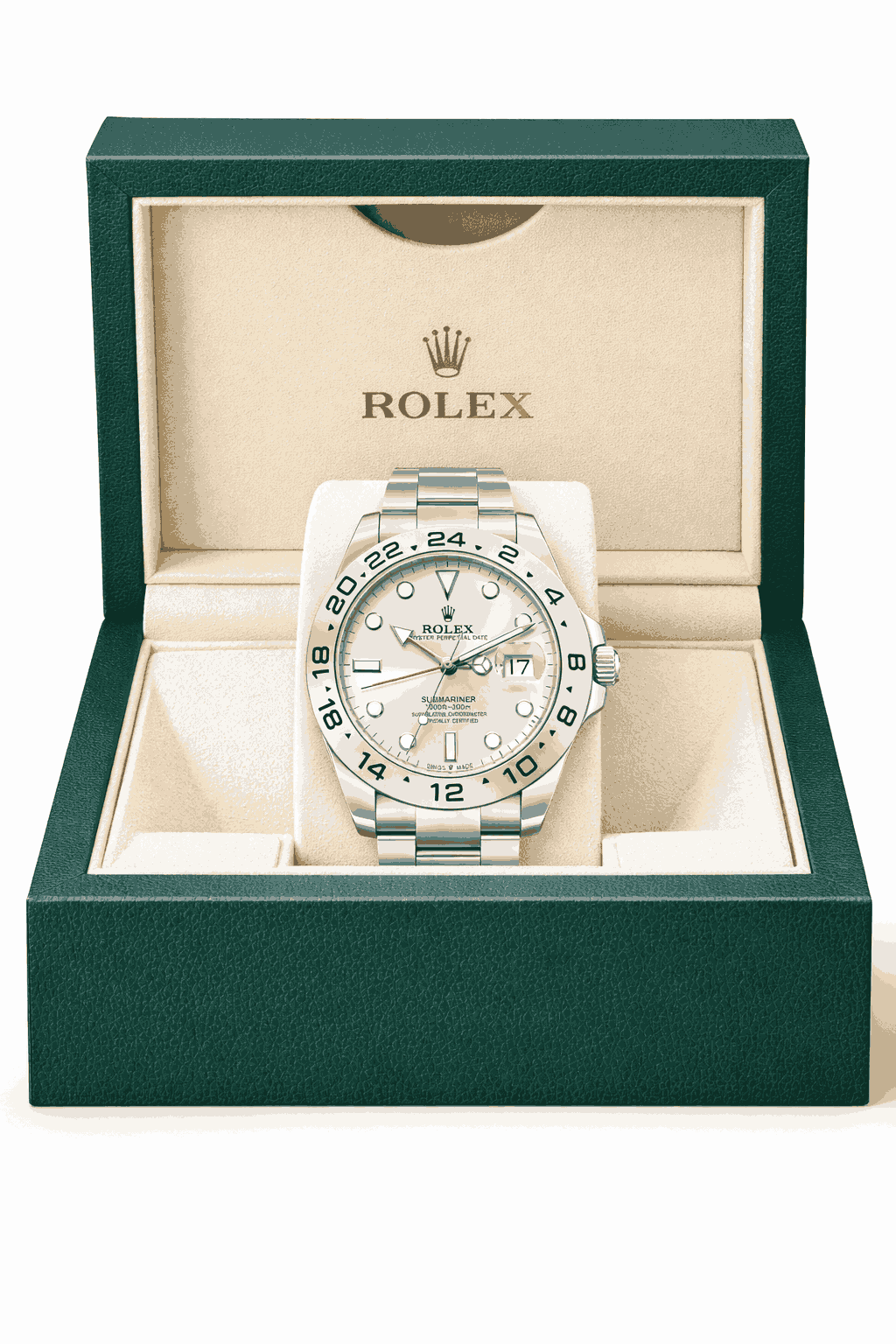 Rolex GMT Master white dial luxury watch with box