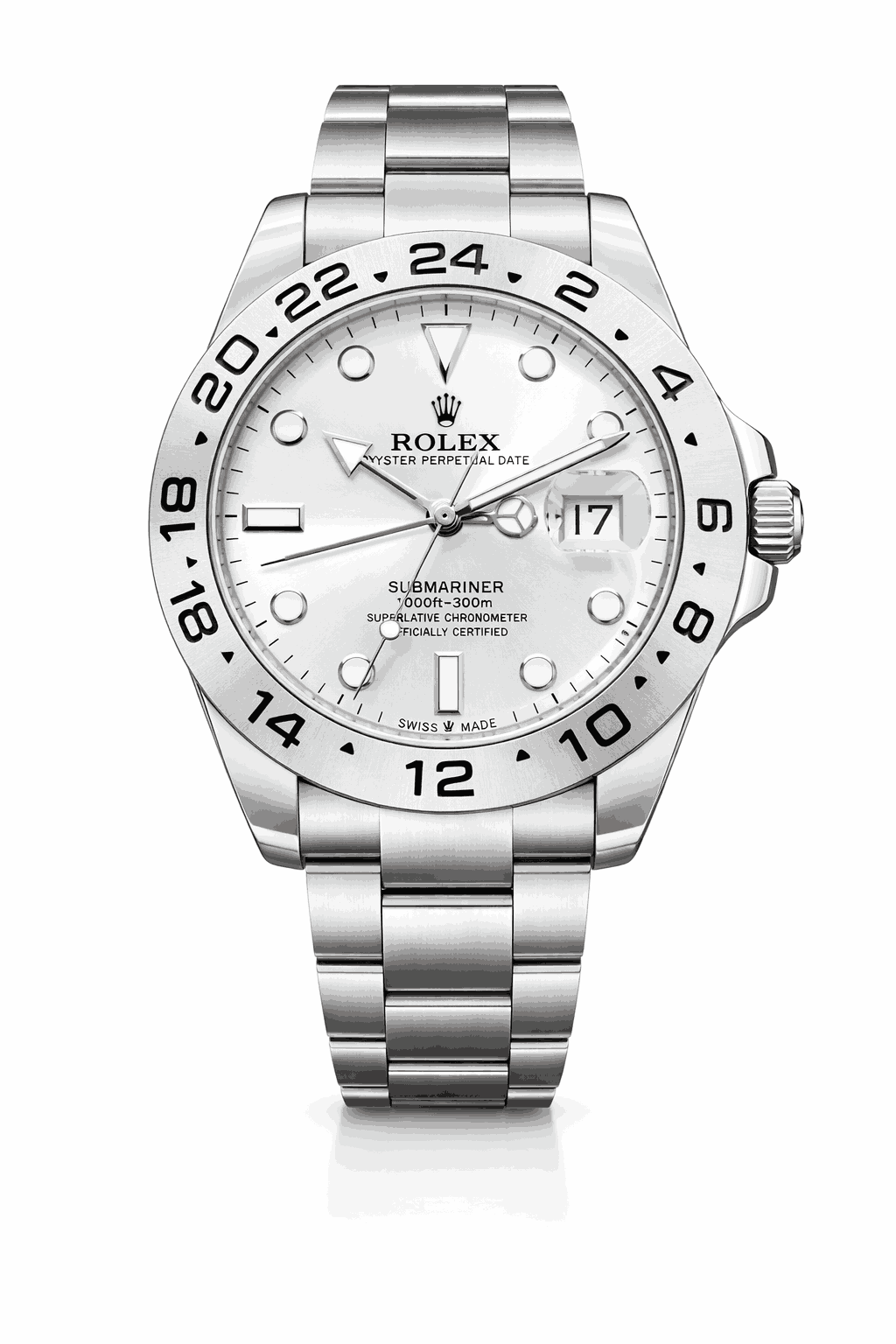 Rolex GMT Master white dial stainless steel front view