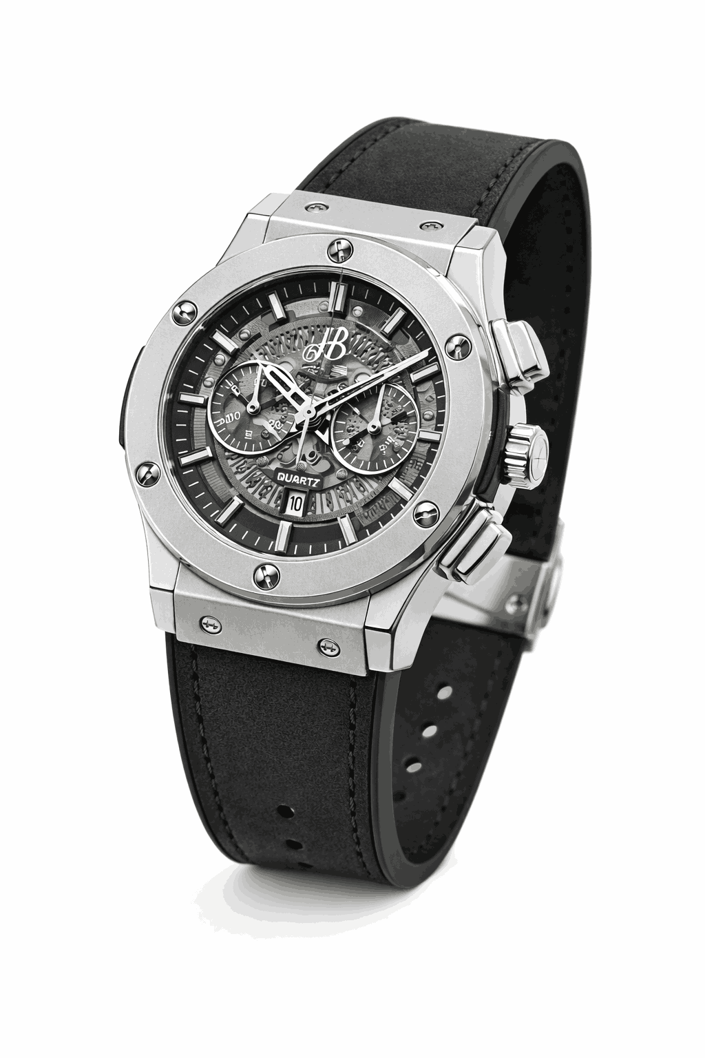 Hublot Skeleton Dial Leather Strap angled view