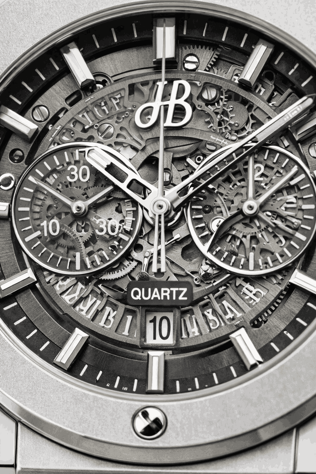 Hublot Skeleton Dial Leather Strap dial close view