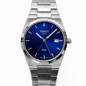 Tissot PRX 1853 blue dial stainless steel front view