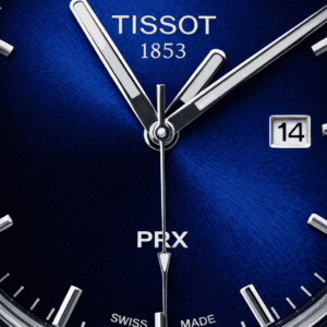 Tissot PRX 1853 blue dial close up macro detail